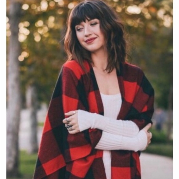 Other - Red Black Plaid Buffalo Poncho